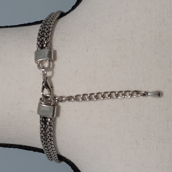 Silver Tone Owl Pendant Necklace with Black Stone - Picture 5 of 10